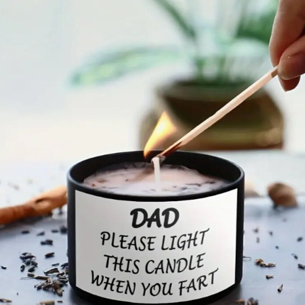 Dad Fart Candle Gag Gift Round Metal with Lid